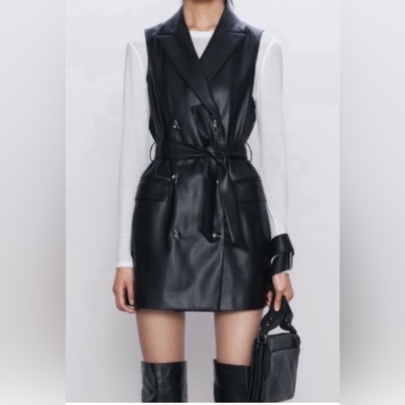 Zara Sleeveless Faux Leather Vest - Picture 1 of 7